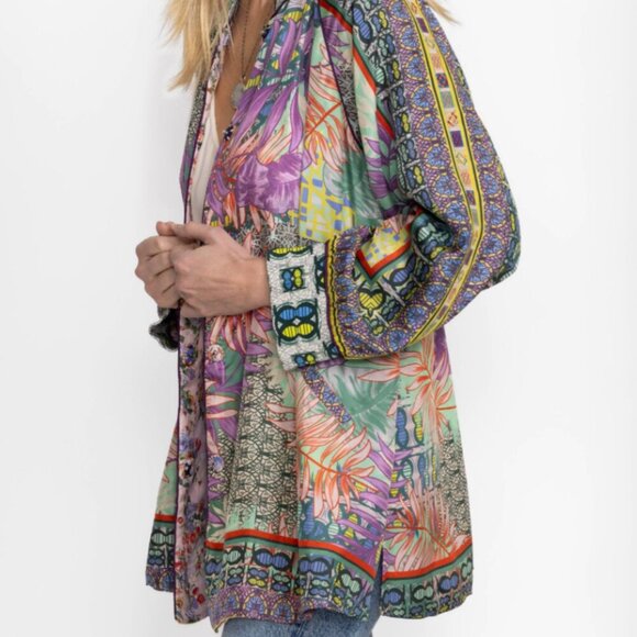 Johnny Was Bordona Heather Reversible Silk Kimono Jacket Mixed Print XL NWT - Picture 8 of 10